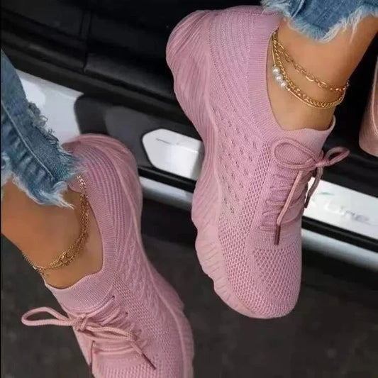 Baskets Femme en Maille Respirante - Chaussures Décontractées à Lacets