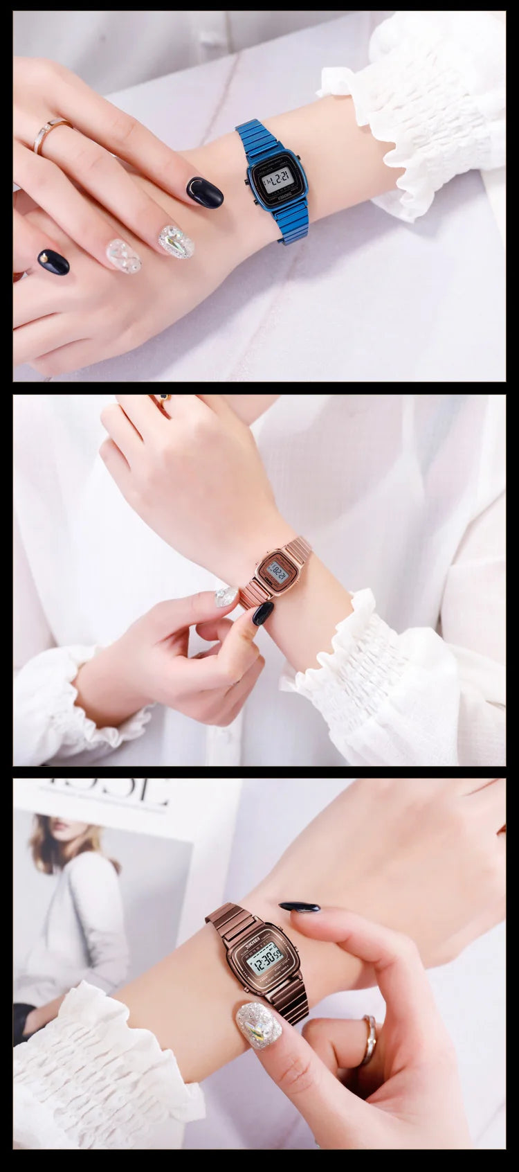 SKMEI 1901 luxe femmes montres petit cadran numérique Chrono calendrier Montre étanche dames Montre-bracelet horloge Montre femme 1620