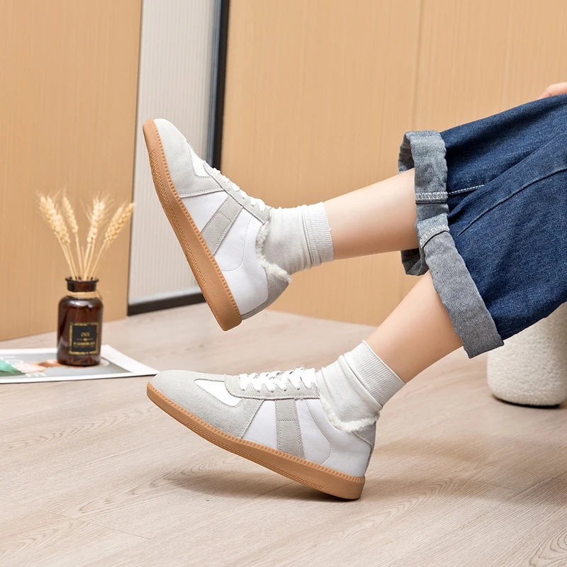 Baskets Femme en Cuir Véritable - Chaussures Décontractées Printemps 2025