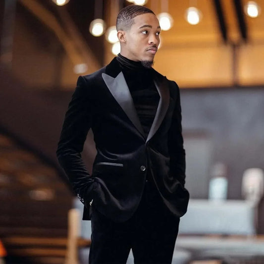 Costume Velours Homme - Smoking Mariage GroomTIME Luxe 2 Pièces