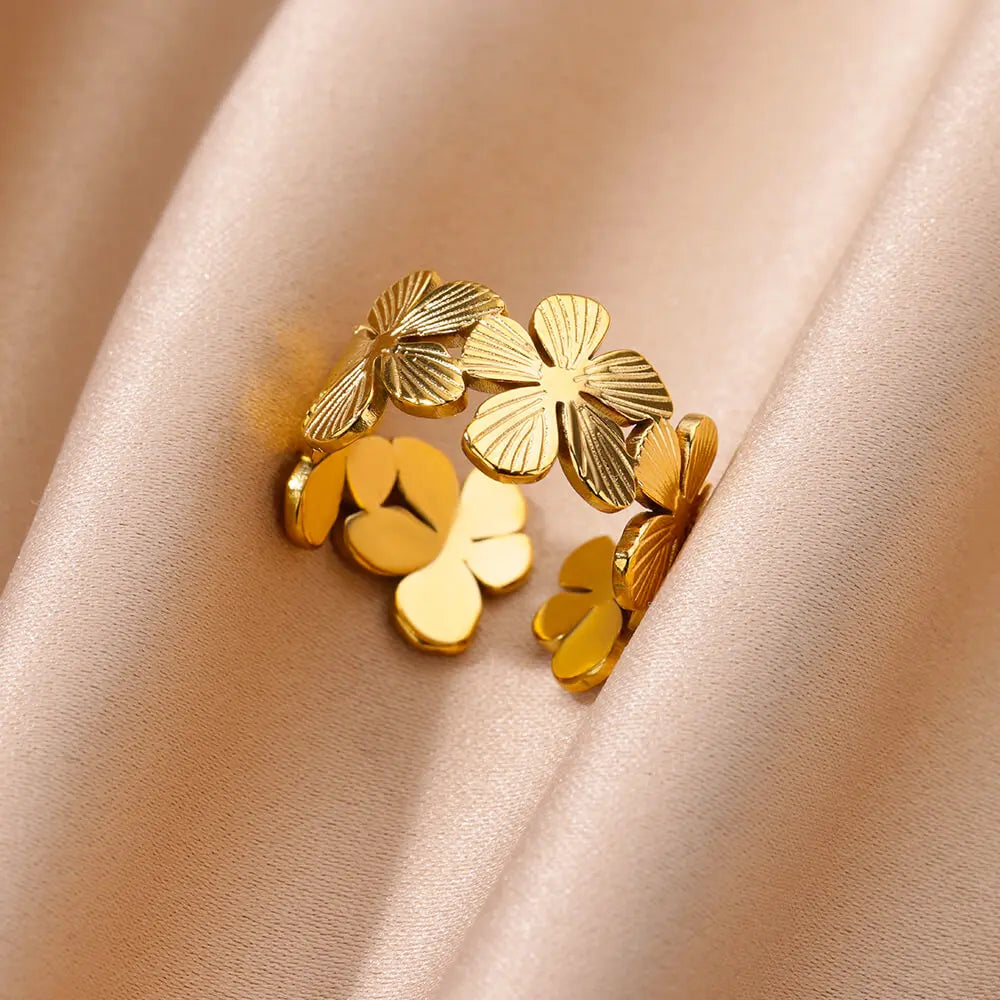 Bagues géométriques en acier inoxydable et Zircon pour femmes, bijoux de luxe, mauvais œil, couleur or, réglables, tendance, cadeau esthétique de mariage