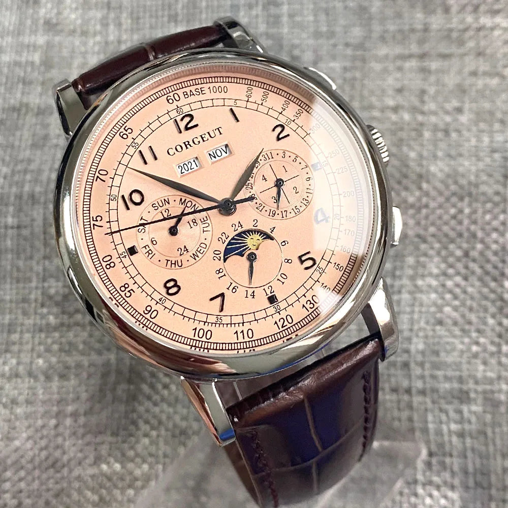 Montre automatique pour hommes Multification Date jour mois année 316L montre mécanique pour hommes boîtier poli indicateur jour/nuit 42mm