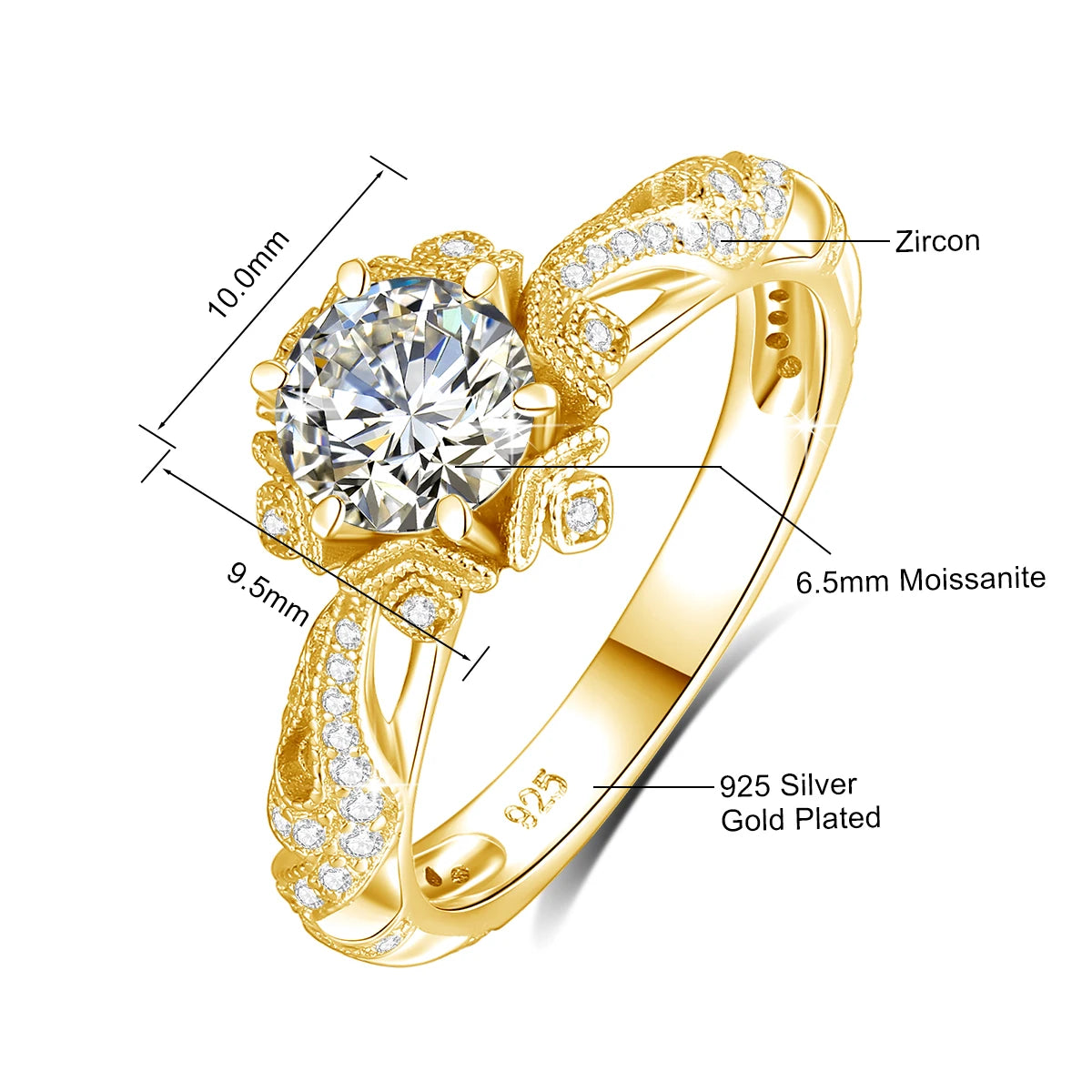 Bague de luxe plaquée or 18 carats pour femmes, 1ct D vvs1, Moissanite, bracelet de mariage en argent 925, haute qualité, cadeau de fiançailles, bijoux fins
