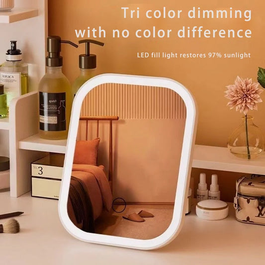 Miroir de maquillage portable, lumière de couleur réglable, lumière de maquillage, lampe de miroir sans fil, lampe de remplissage, Rotation rechargeable - Lencensa 