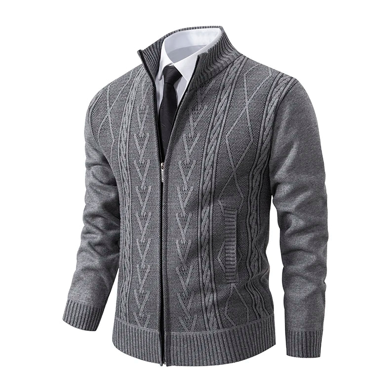 Cardigan Homme GQXAON Premium - Manteau Cachemire Zippé Automne-Hiver - Lencensa 