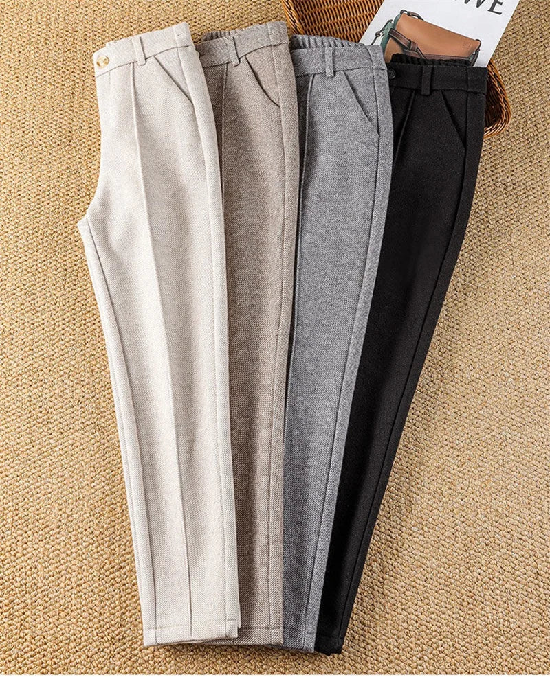 Sarouel Lencensa - Pantalon Velours Taille Haute Élastique Femme Automne-Hiver