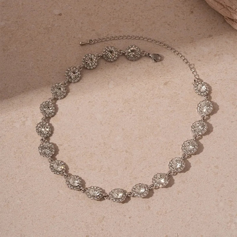 Rotterdam Kly-Collier Ras du Cou avec Strass Colorés, Géométrique, Rond, Carré, Clip, Bijoux de Mariage pour Femme Patiente
