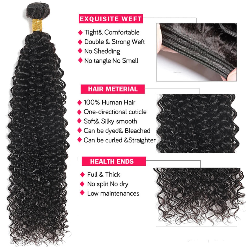 Mèches péruviennes 100% naturelles Remy, cheveux crépus bouclés, couleur naturelle, Extensions de cheveux humains vierges, 10-30 pouces, pour femmes noires