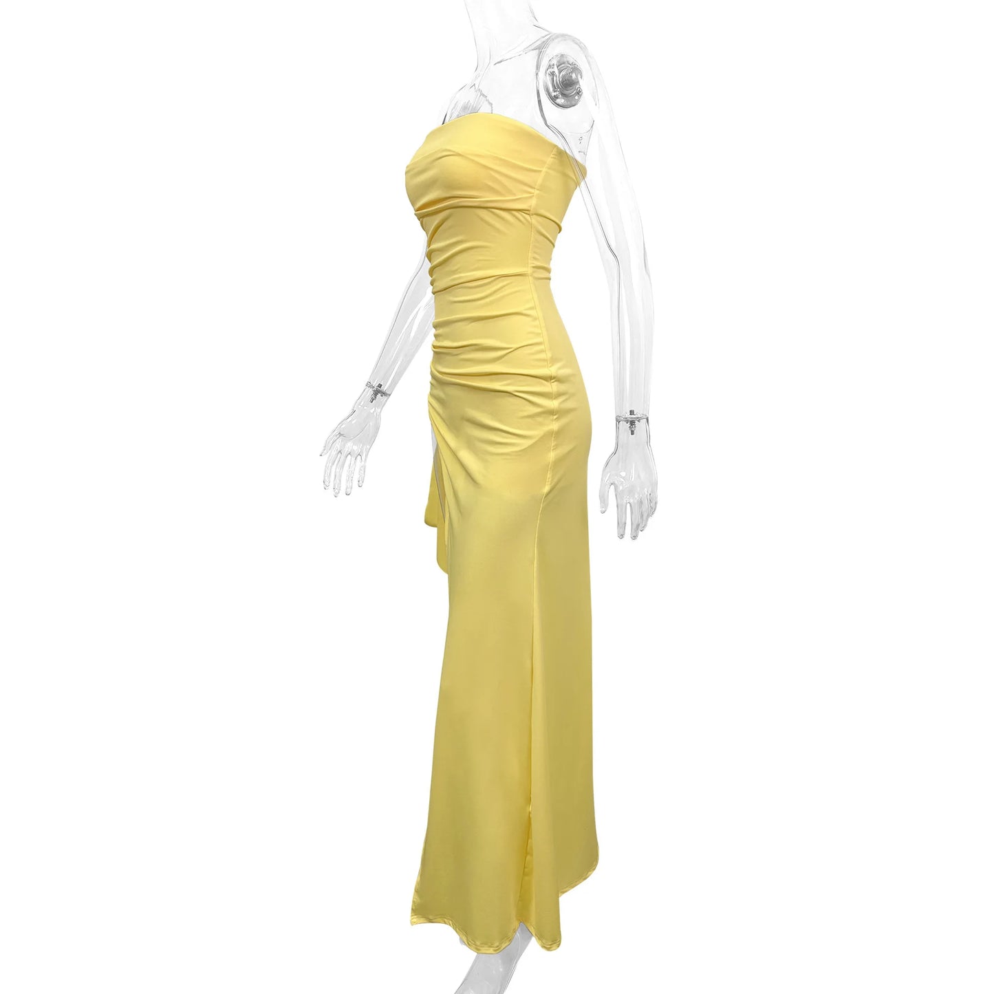 Robe de Soirée Élégante Lencensa - Dos Nu Volants Fente Maxi 2025