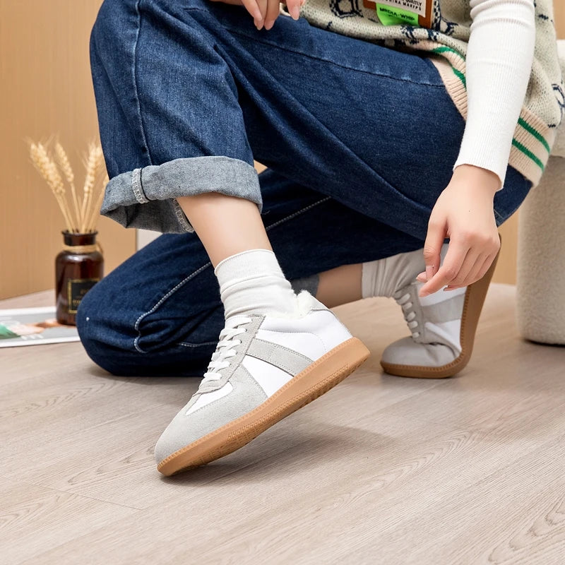 Baskets Femme en Cuir Véritable - Chaussures Décontractées Printemps 2025
