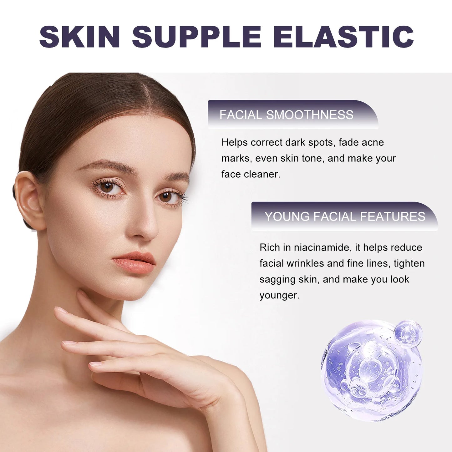 Sérum Anti-rides pour le visage, élimination des taches foncées, estompe les marques d'acné, ligne Fine lisse, raffermissant, raffermissant, vitamine B3, Essence hydratante