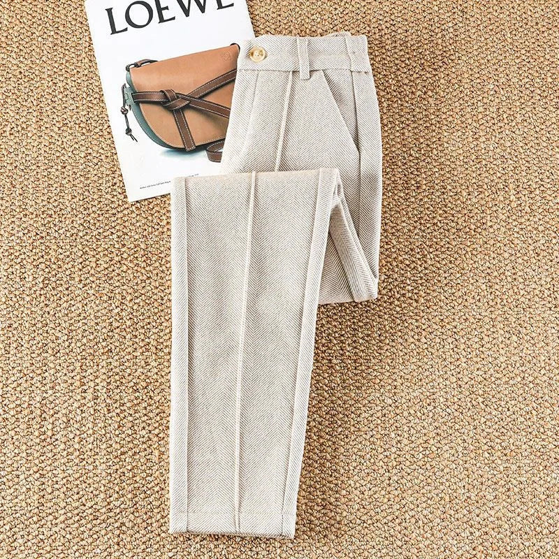 Sarouel Lencensa - Pantalon Velours Taille Haute Élastique Femme Automne-Hiver
