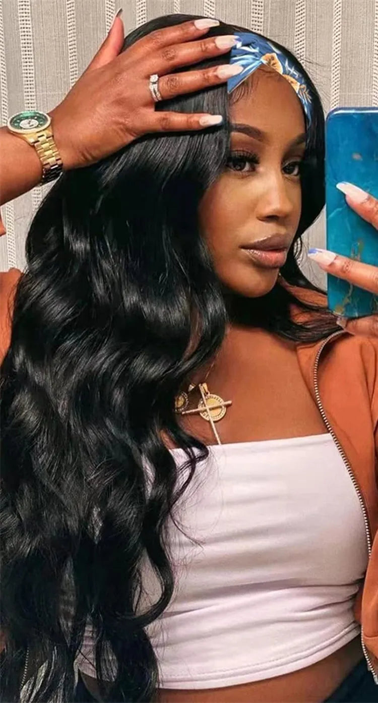 Perruque Body Wave Brésilienne Naturelle pour Femme Africaine, Cheveux Humains, Fait à la Machine, Densité 180%, Document