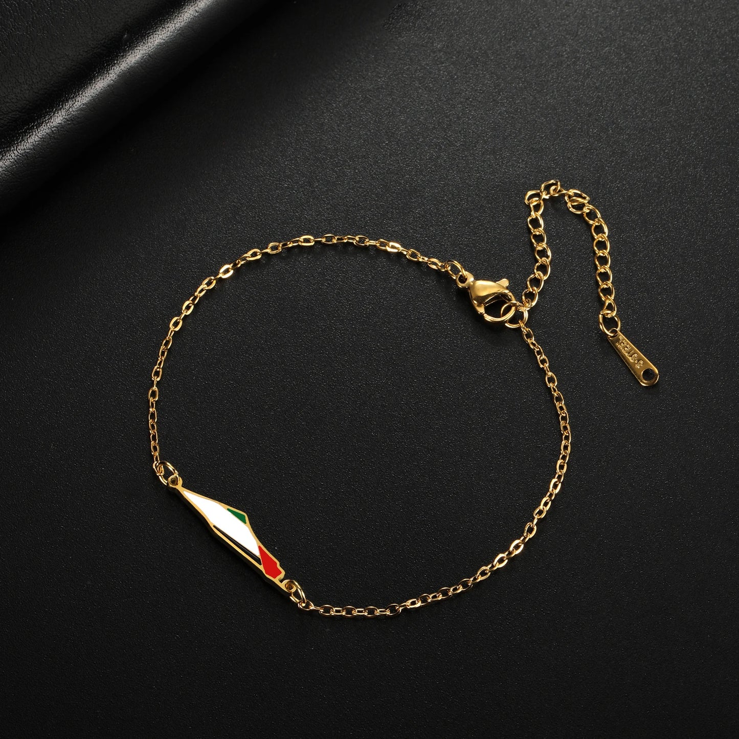 COOLTIME Bracelet à breloques pour femme avec carte de la Palestine en acier inoxydable réglable à double couche pour homme et femme, bijoux en gros