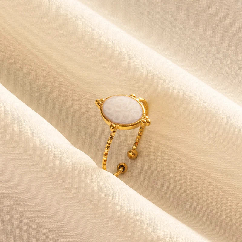 Bague en Acier Inoxydable Plaqué Or group pour Femme et Homme, Bijoux d'Anniversaire, Huile de Goutte à Goutte Blanche, Étoile, Cœur, Œil, Ouvert, Réglable, Vintage