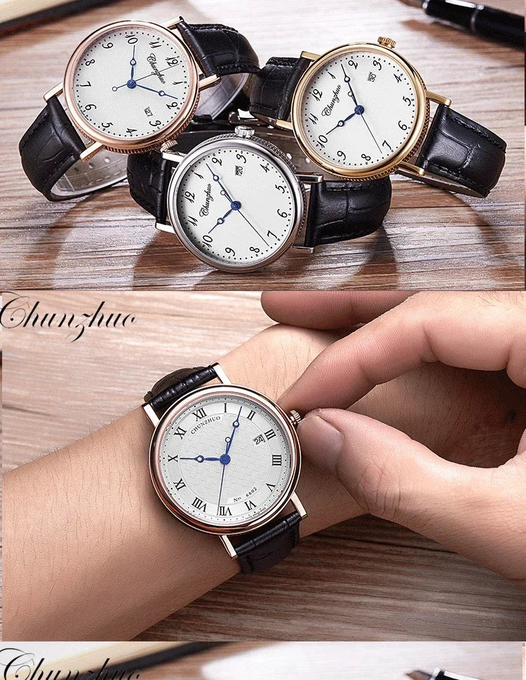 Montre à quartz ultra-plate pour hommes, mouvement d'anticorps contractés, 38mm, acier inoxydable importé du 10/2019 sur