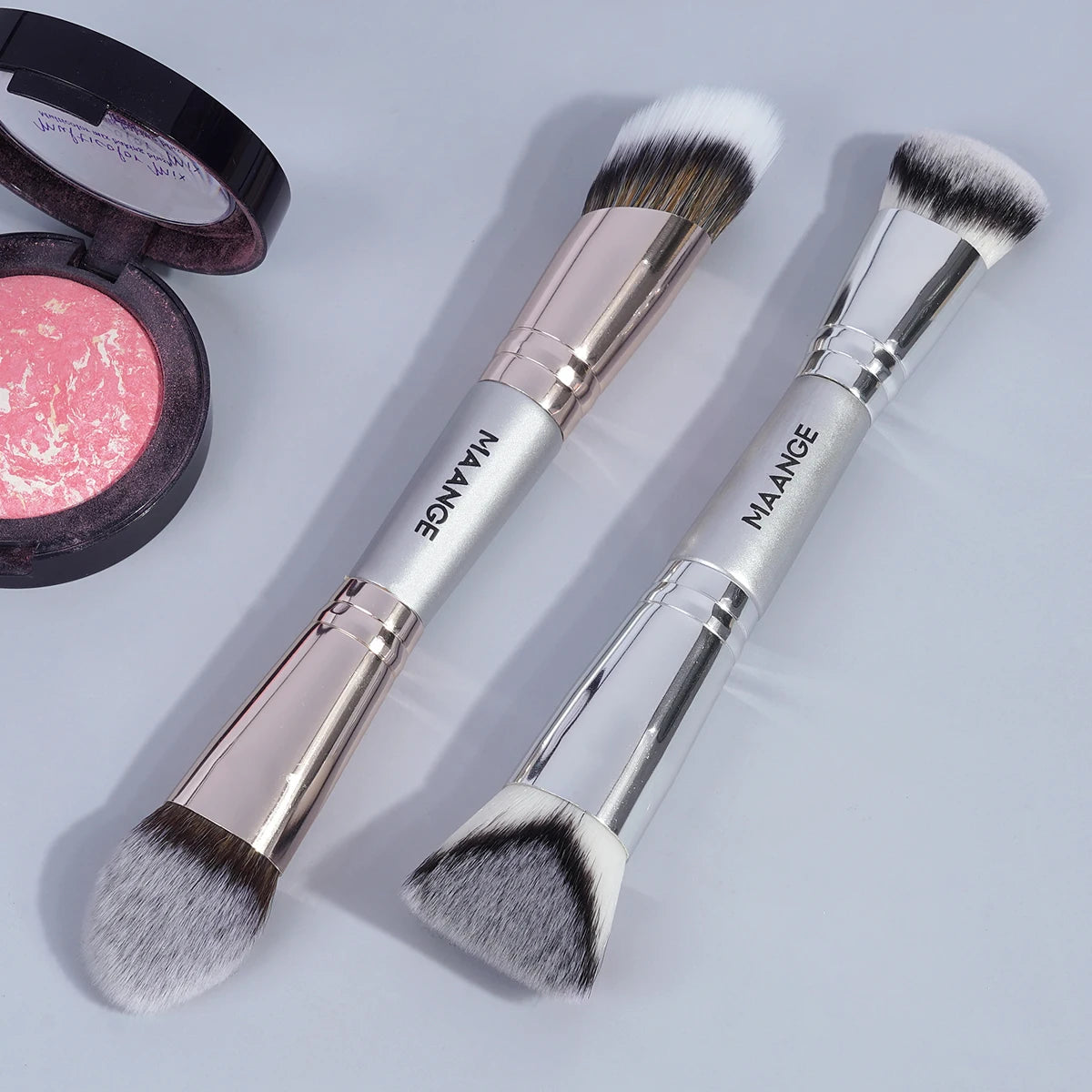 MAANGE-Ensemble de pinceaux de maquillage à double tête, outils de maquillage doux pour la peau, fond de teint, poudre, correcteur, fard à joues, bronzant - Lencensa 