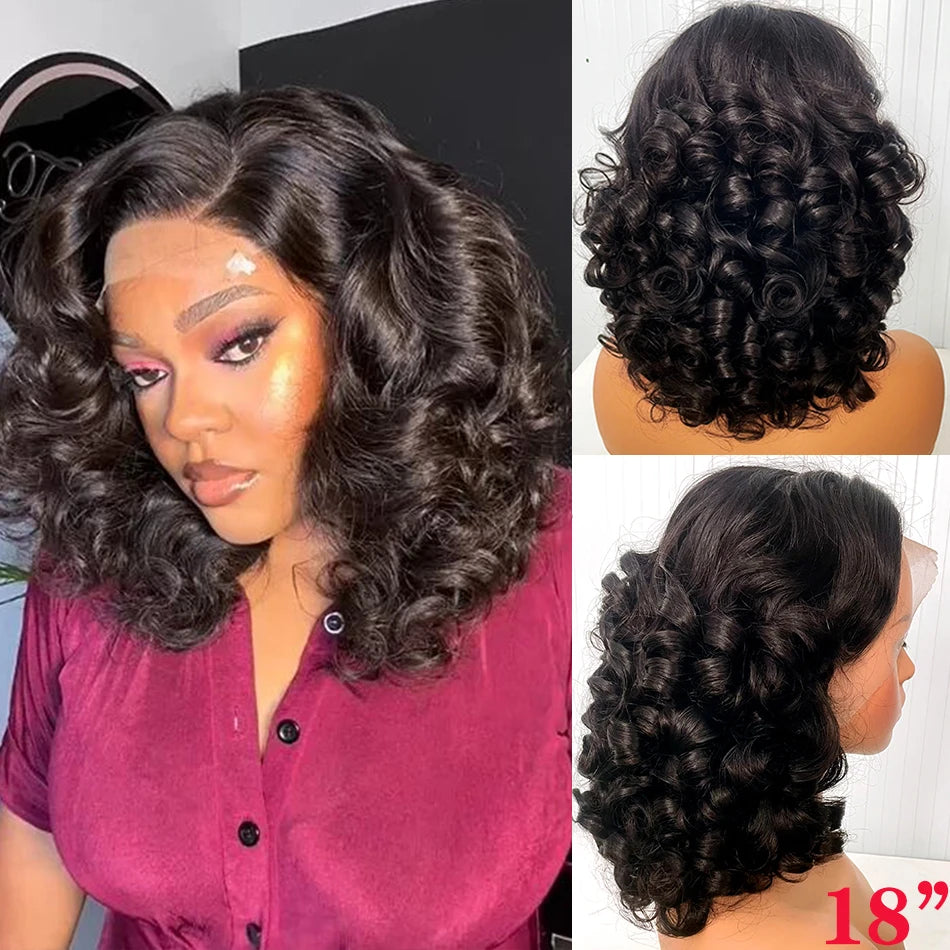 100% cheveux vierges brésiliens bruts Double dessiné vague rebondissante 13x4 dentelle frontale perruque 250% densité 4X4 HD dentelle fermeture porter et aller perruques