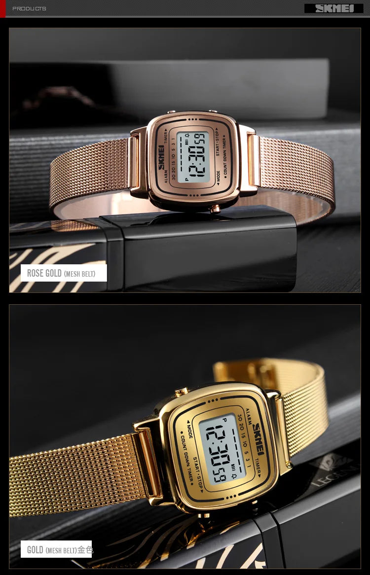 SKMEI 1901 luxe femmes montres petit cadran numérique Chrono calendrier Montre étanche dames Montre-bracelet horloge Montre femme 1620