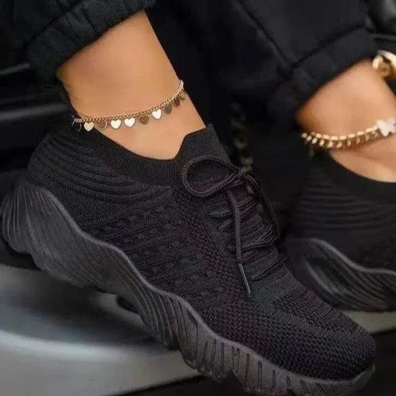 Baskets Femme en Maille Respirante - Chaussures Décontractées à Lacets