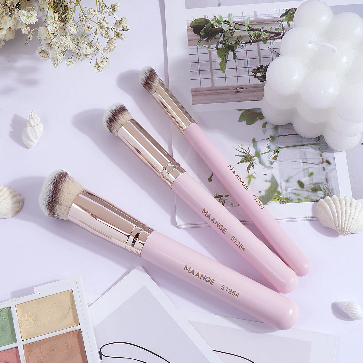 Maange-Ensemble de pinceaux de maquillage triangulaires, houppette à poudre, correcteur, fard à barrage, pinceau de maquillage, mélange cosmétique, outils de beauté, 3 pièces, 2 pièces - Lencensa 