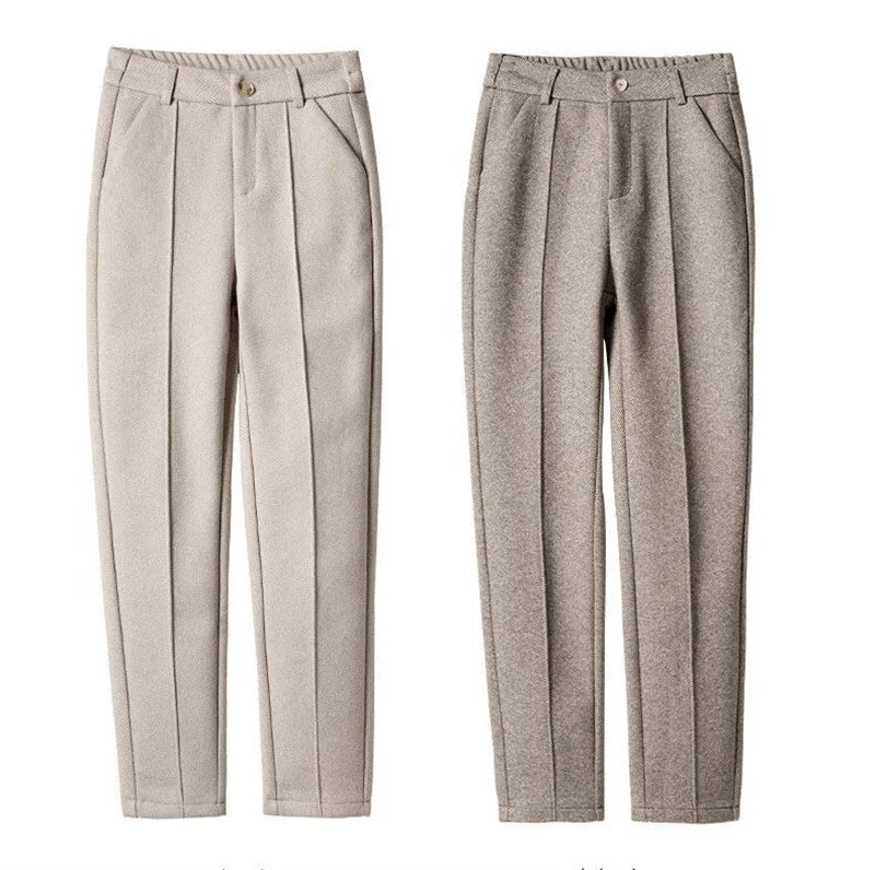 Sarouel Lencensa - Pantalon Velours Taille Haute Élastique Femme Automne-Hiver
