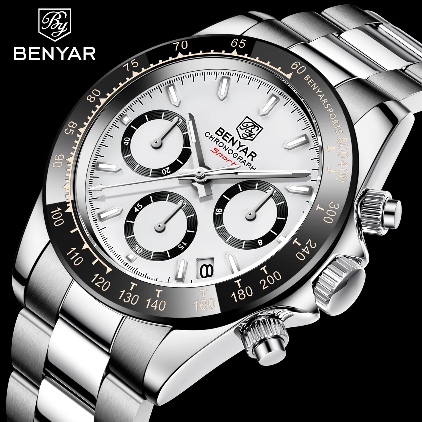 Relojes Hombre 2024 BENYAR nouvelles montres hommes marque de luxe chronographe hommes montres de Sport étanche en acier inoxydable montre à Quartz - Lencensa 
