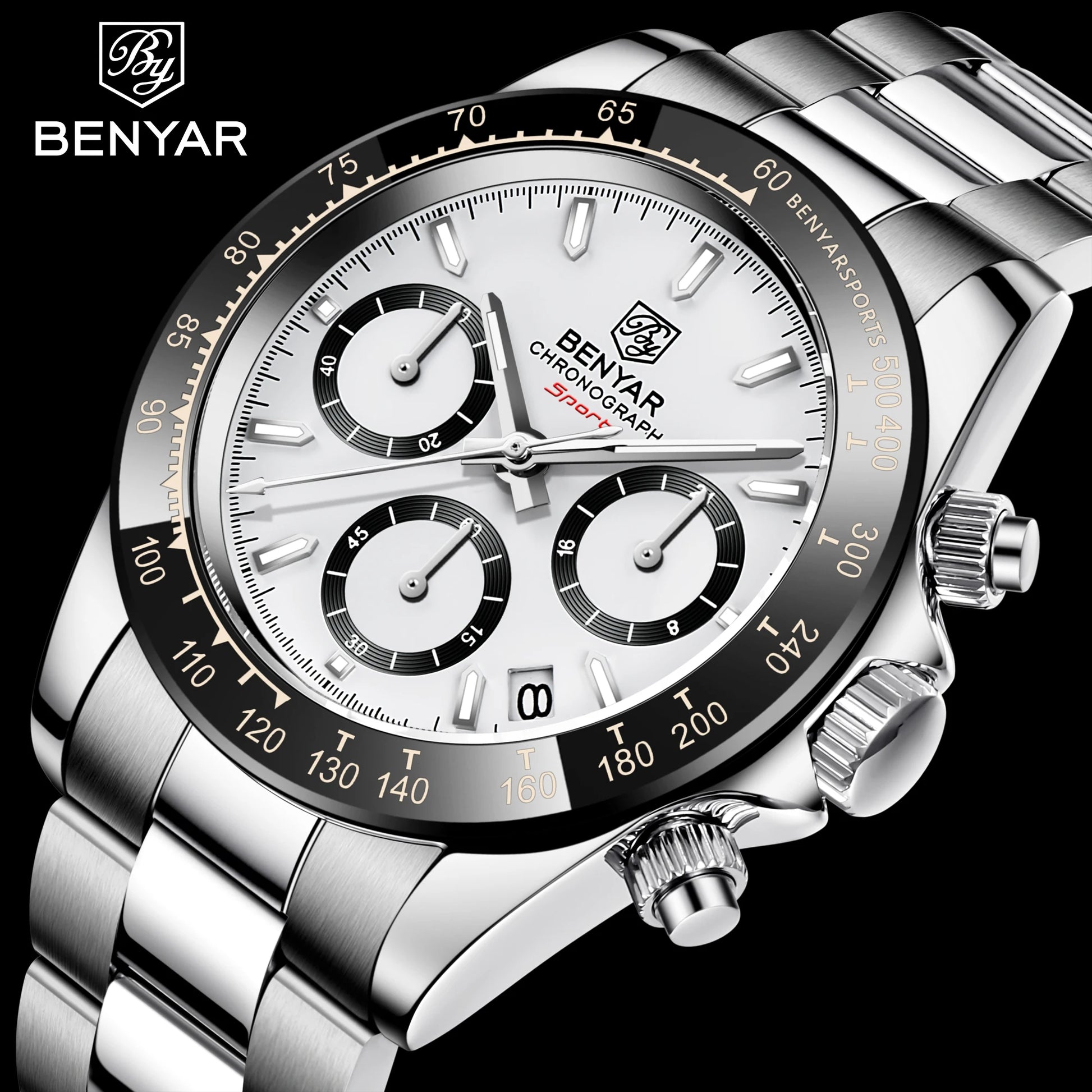 Relojes Hombre 2024 BENYAR nouvelles montres hommes marque de luxe chronographe hommes montres de Sport étanche en acier inoxydable montre à Quartz - Lencensa 