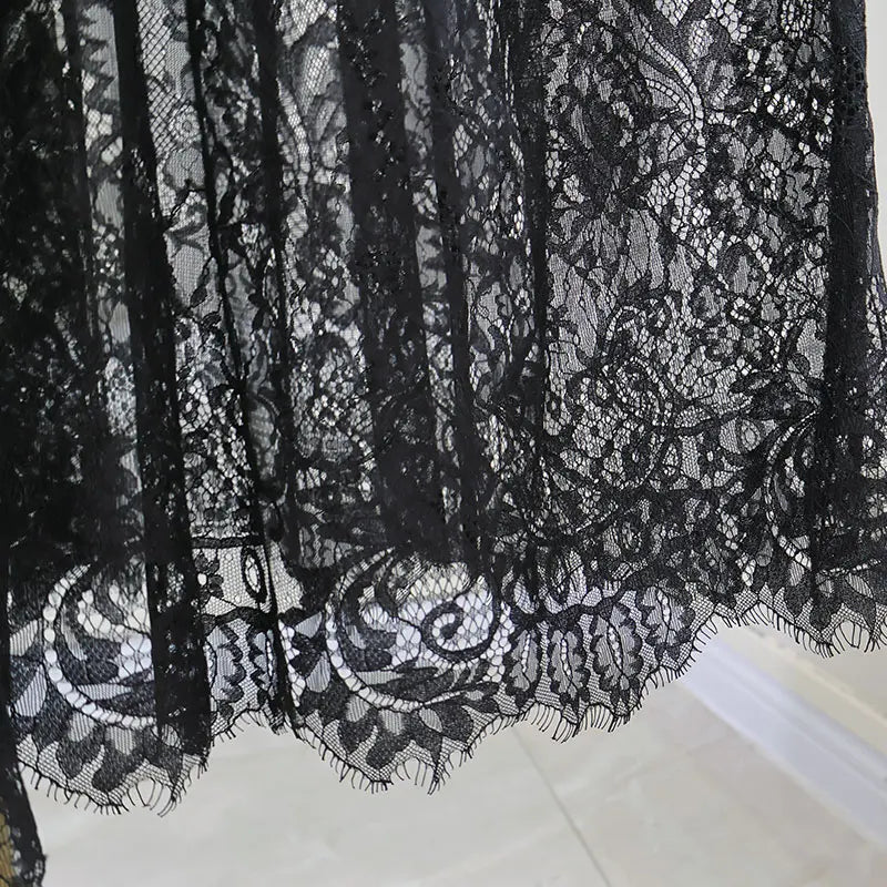 Robe de soirée élégante en dentelle pour femmes, tenue de soirée élégante, Sexy, transparente, Maxi, moulante, gothique, mode Lolita, jupe noire, 2024