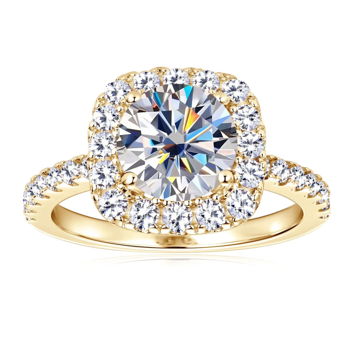 Bague Moissanite 2ct Certifiée GRA - Argent 925 Plaqué Or 18K