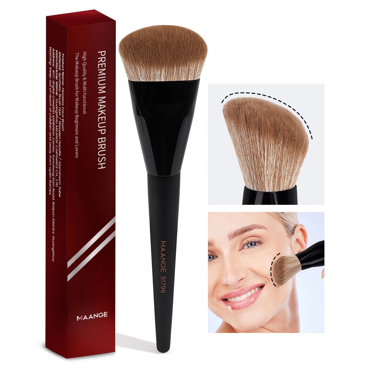 MAANGE – pinceaux de fond de teint profilés, pinceaux de maquillage pour le visage, pour fond de teint liquide ou crème, outil de maquillage pour la beauté - Lencensa 