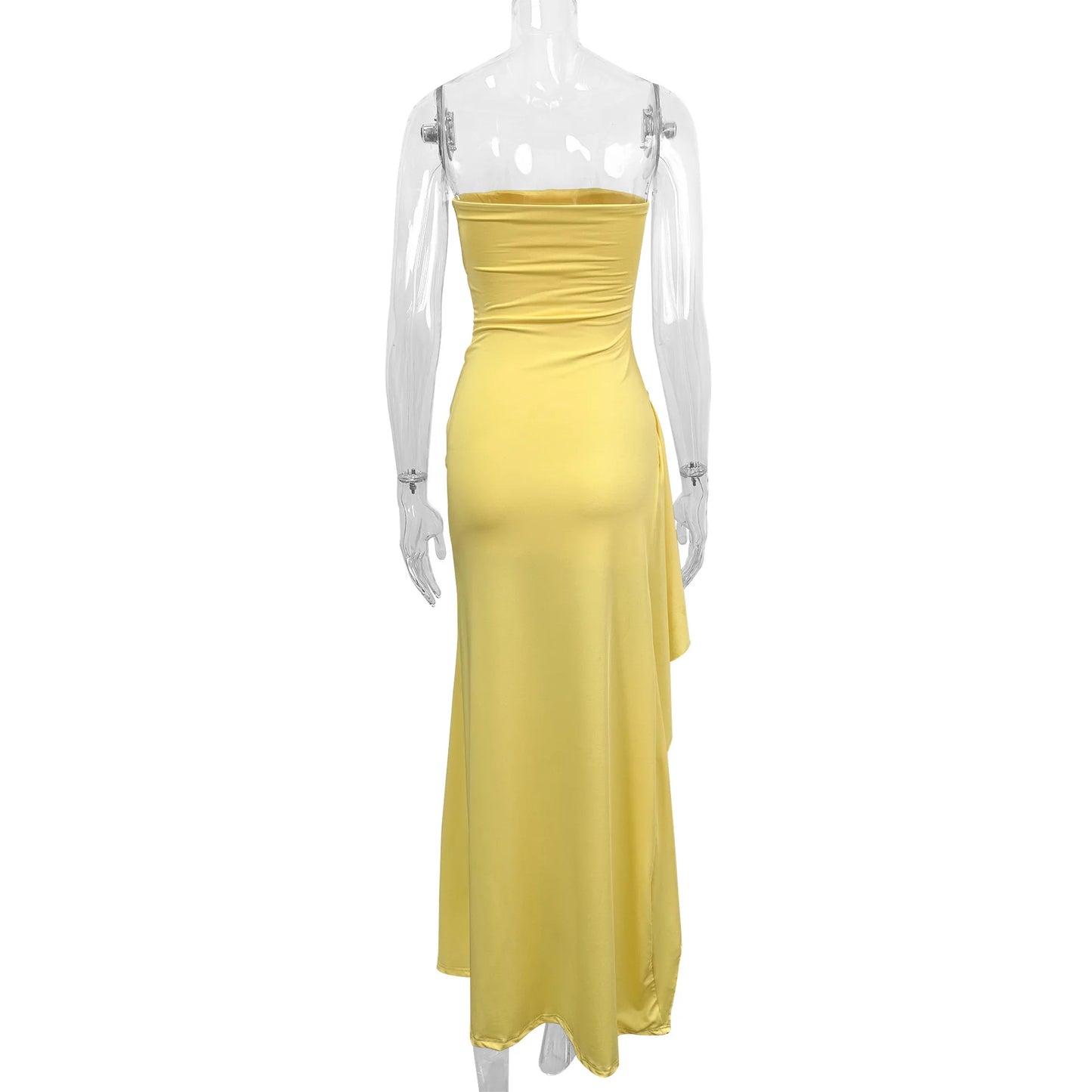 Robe de Soirée Élégante Lencensa - Dos Nu Volants Fente Maxi 2025