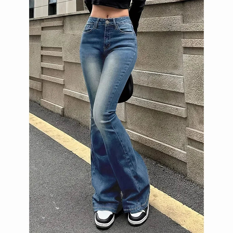 Jean Évasé Premium Femme Taille Haute - Denim Stretch Haute Qualité Bootcut