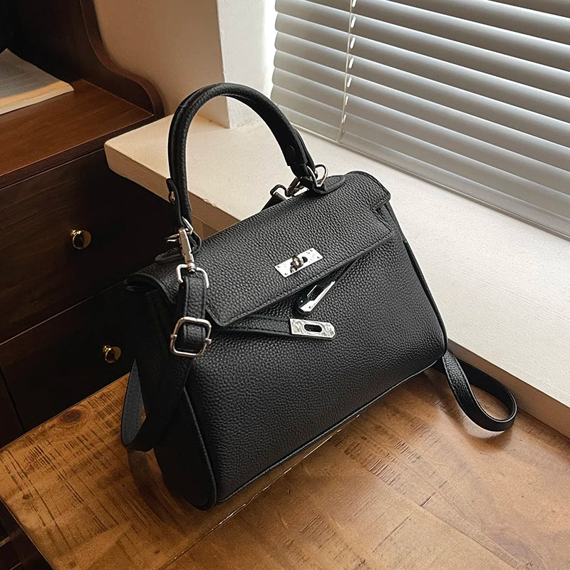 Sac messager en cuir classique pour femmes, sac à bandoulière, fourre-tout de marque de luxe, célèbre styliste populaire élégant - Lencensa 