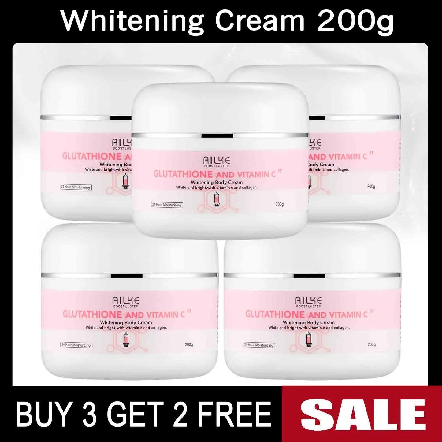 AILKE-Crème hydratante blanchissante pour le visage, élimine les taches noires, soins de la peau du visage, gratitude, corps, glutathion, vitamine C, peau noire, nouvel ensemble