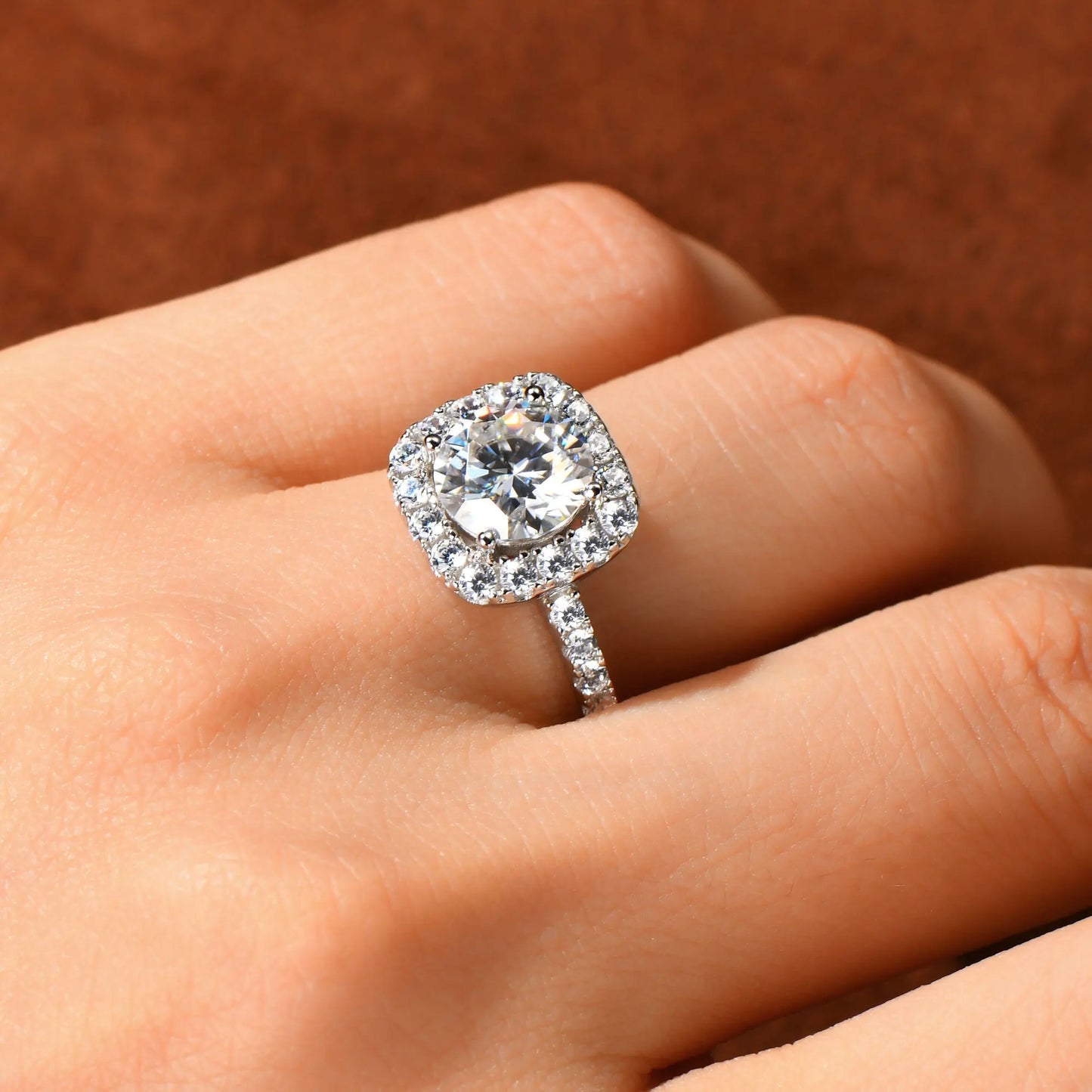 Bague Moissanite 2ct Certifiée GRA - Argent 925 Plaqué Or 18K
