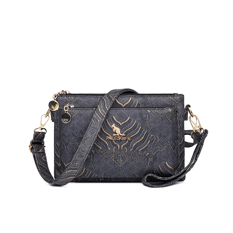 Sac à Main en Cuir de Luxe pour Femme, Sacoche de Marque Authentique, de Styliste, à Bandoulière, Multicouche, 03 Utilisation