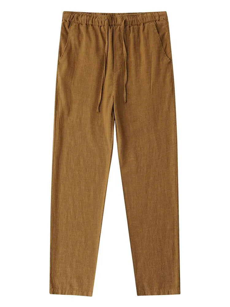 Pantalon Chino Homme Coton Lin - Jambes Larges Décontracté Baggy - Lencensa 