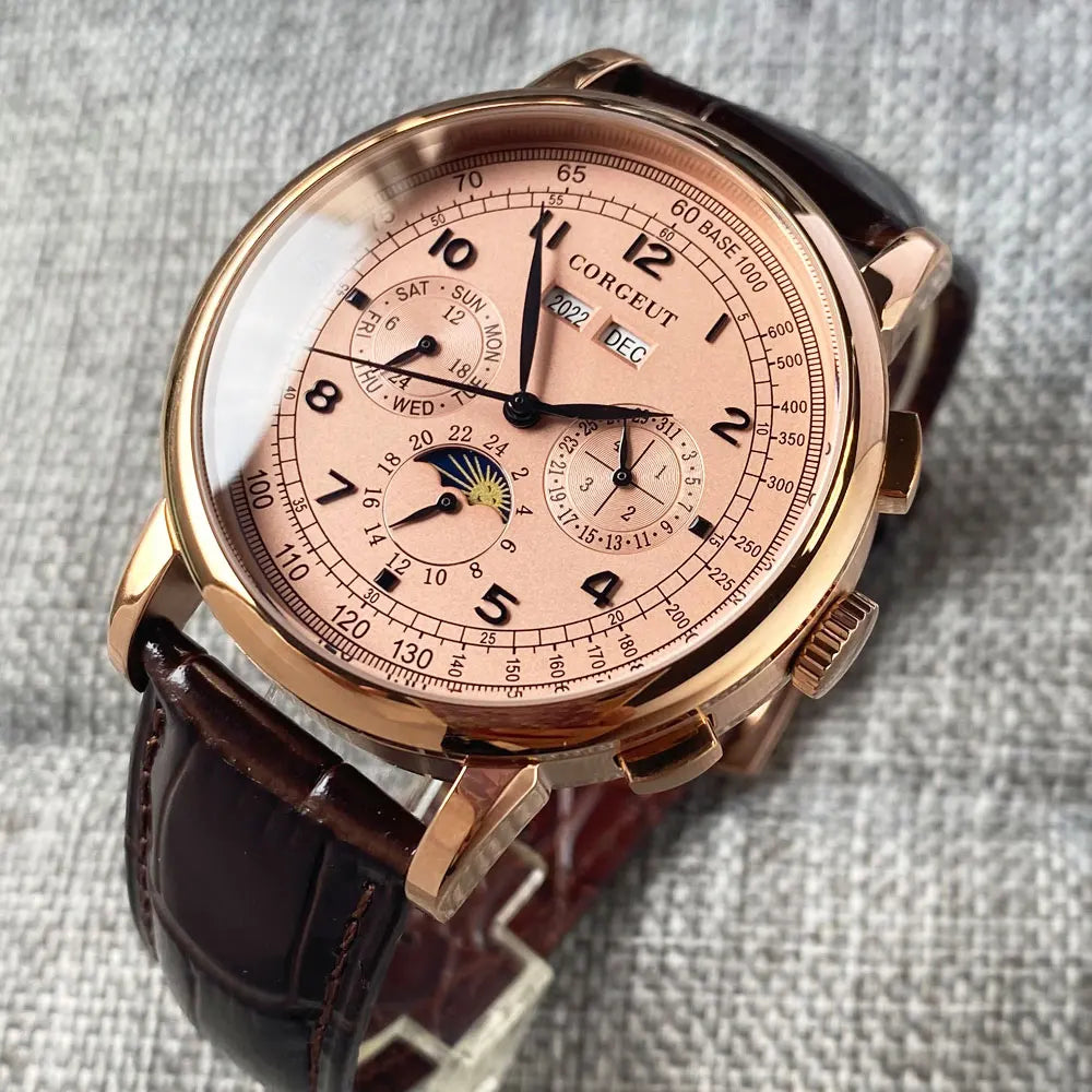 Montre automatique pour hommes Multification Date jour mois année 316L montre mécanique pour hommes boîtier poli indicateur jour/nuit 42mm