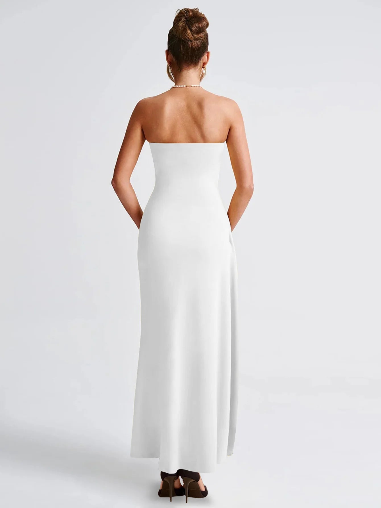 Robe de Soirée Élégante Lencensa - Dos Nu Volants Fente Maxi 2025