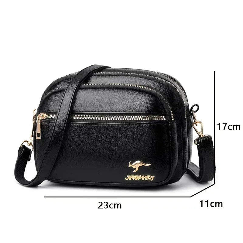Sac à main en cuir souple pour femme, multi-poches, résistant à l'usure, haute qualité, sac messager initié, luxe, mode