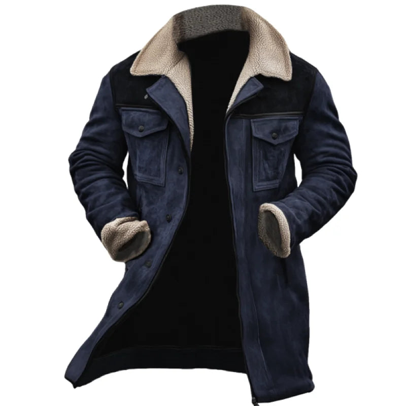 Veste Daim Premium Lencensa - Vintage Polaire Agneau Multi-Poches - Qualité Exceptionnelle