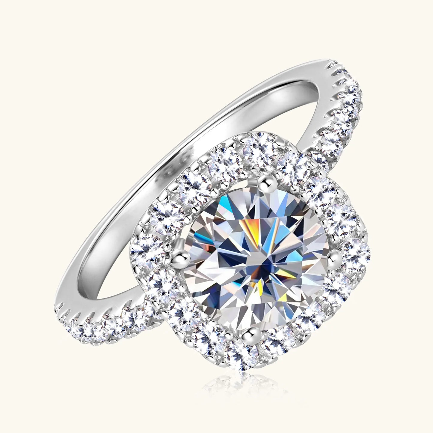 Bague Moissanite 2ct Certifiée GRA - Argent 925 Plaqué Or 18K
