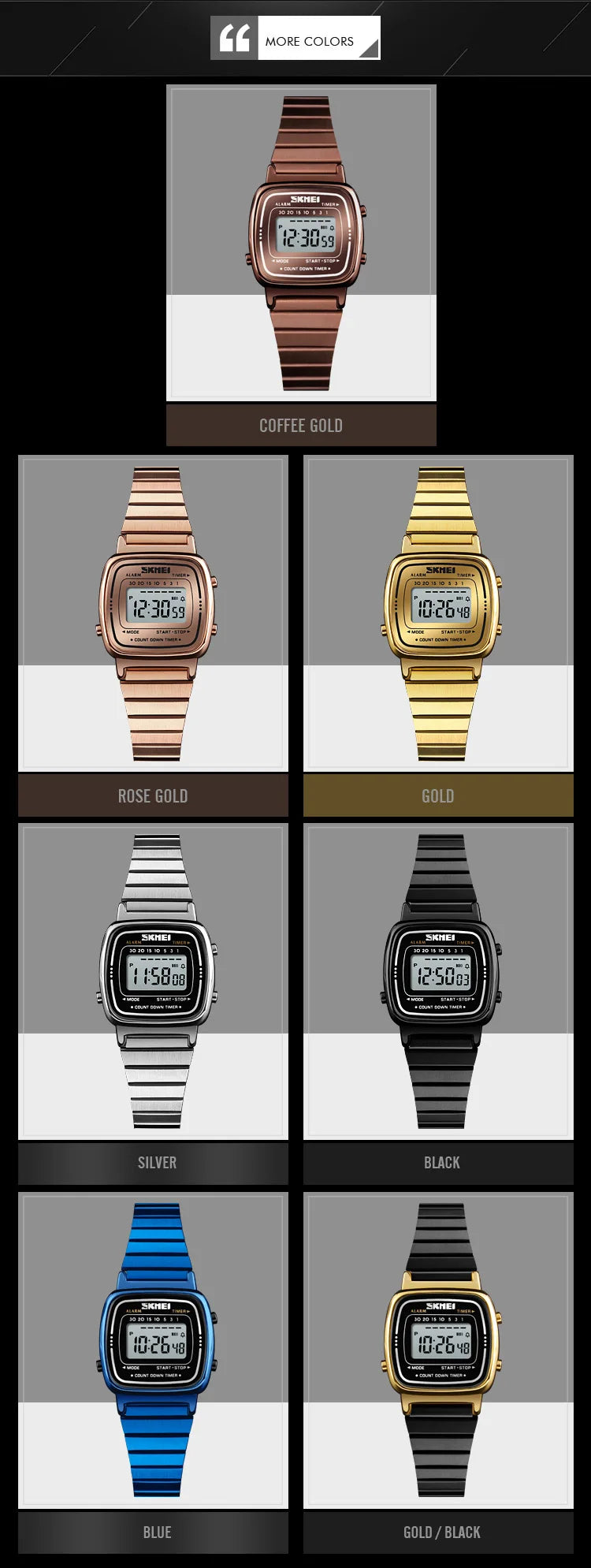 SKMEI 1901 luxe femmes montres petit cadran numérique Chrono calendrier Montre étanche dames Montre-bracelet horloge Montre femme 1620