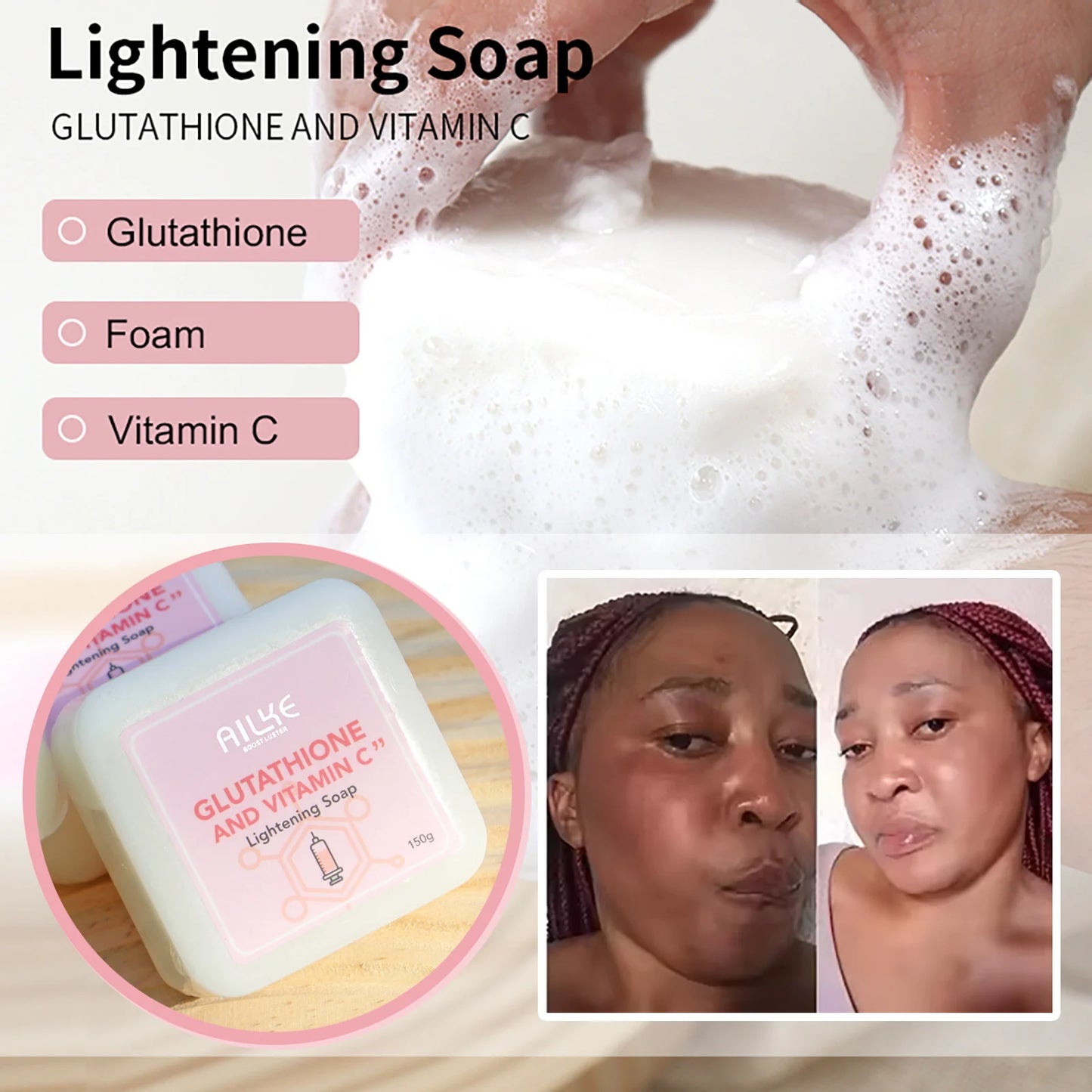 AILKE-Crème hydratante blanchissante pour le visage, élimine les taches noires, soins de la peau du visage, gratitude, corps, glutathion, vitamine C, peau noire, nouvel ensemble