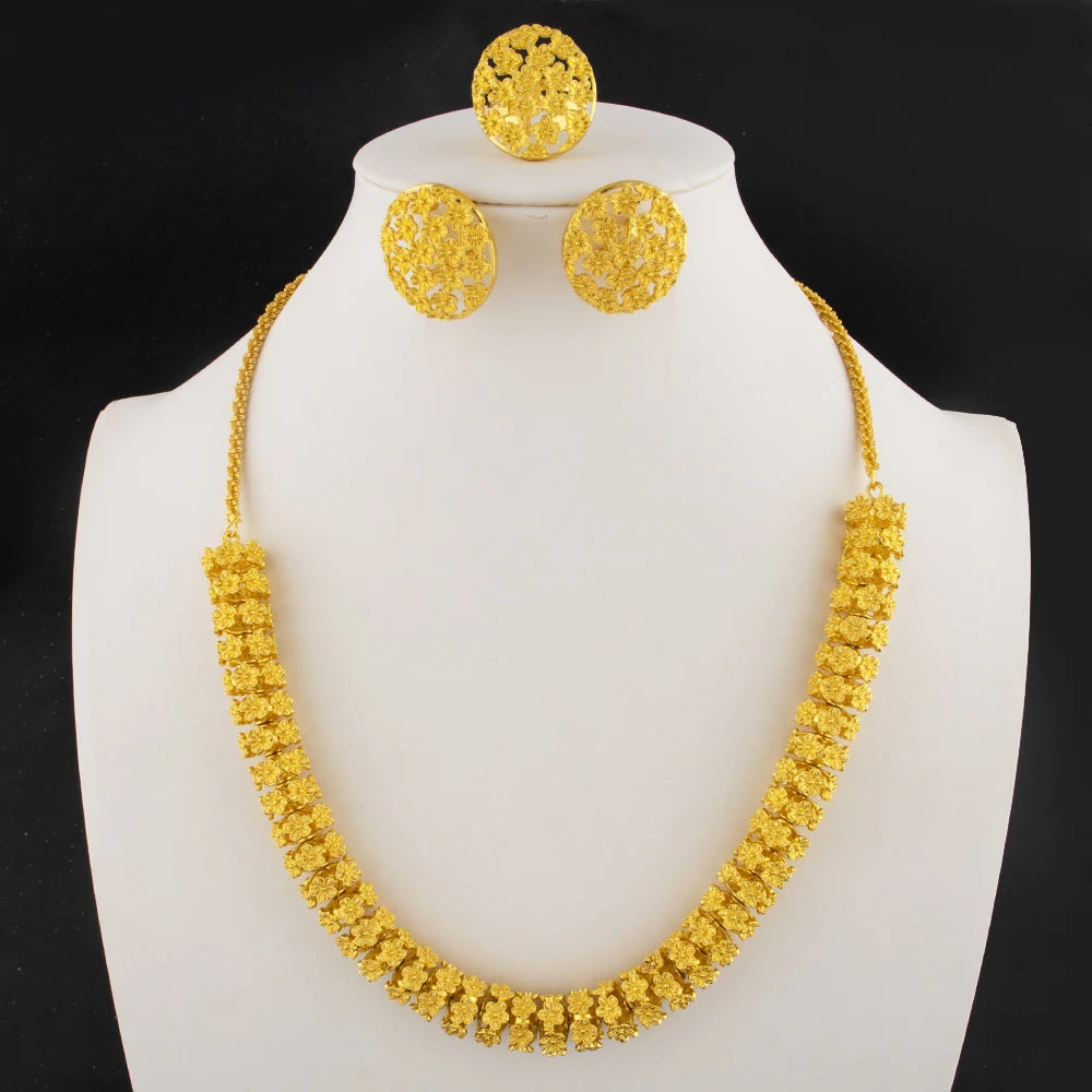 Ensemble Bijoux Luxe Plaqué Or - Collection Dubai Noble Unisexe