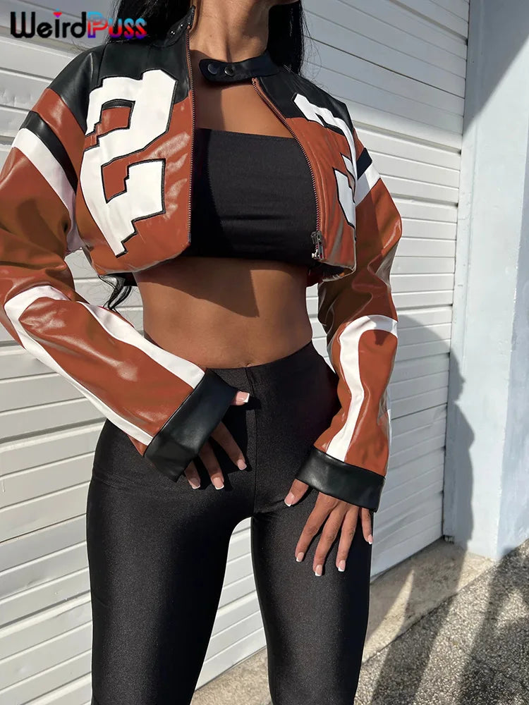 Veste Varsity Femme en Cuir - Blouson Streetwear Automne