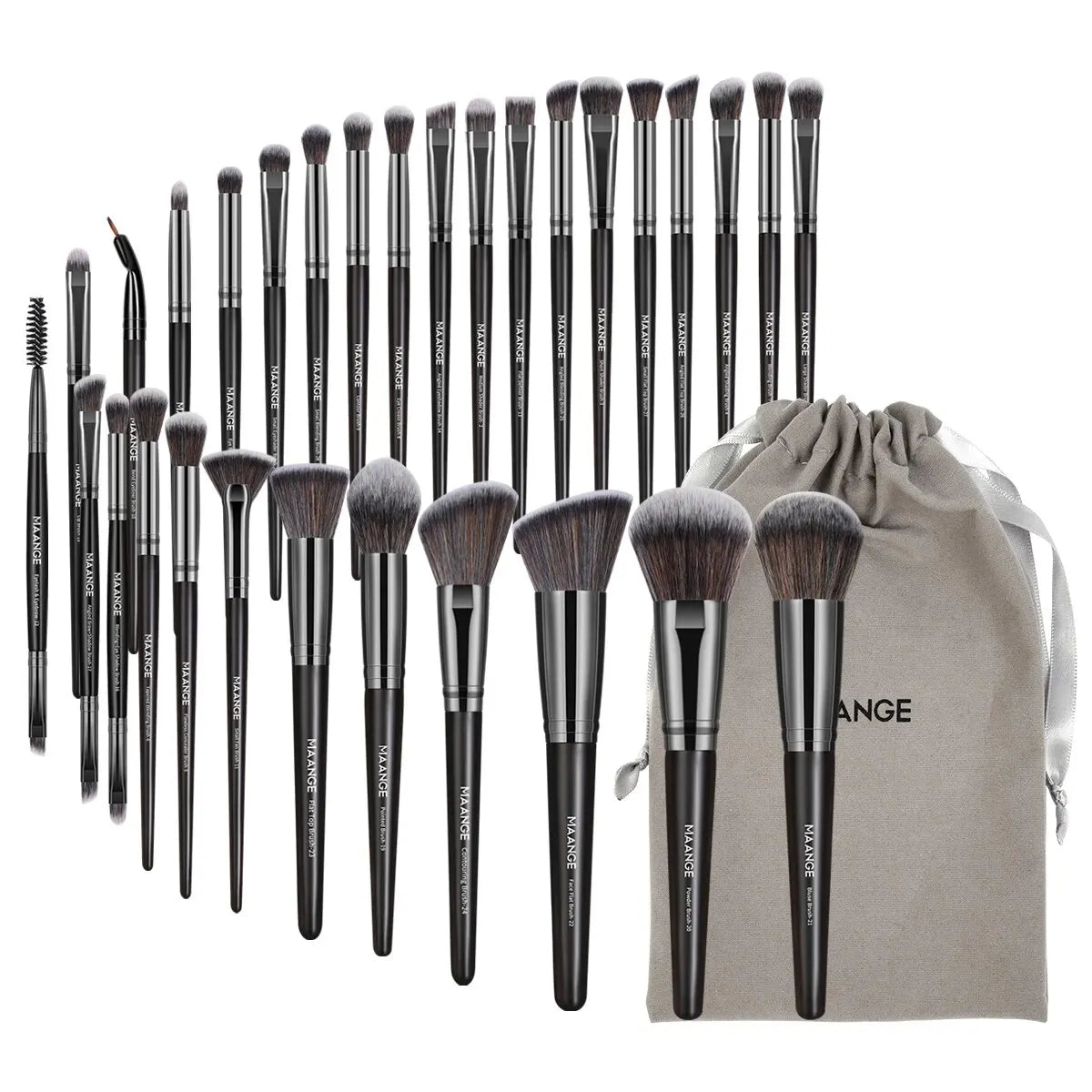 MAANGE-Ensemble de pinceaux de maquillage professionnels, outils de beauté avec sac, fond de teint, correcteur pour les yeux, poudre de fard à joues, 30 pièces - Lencensa 