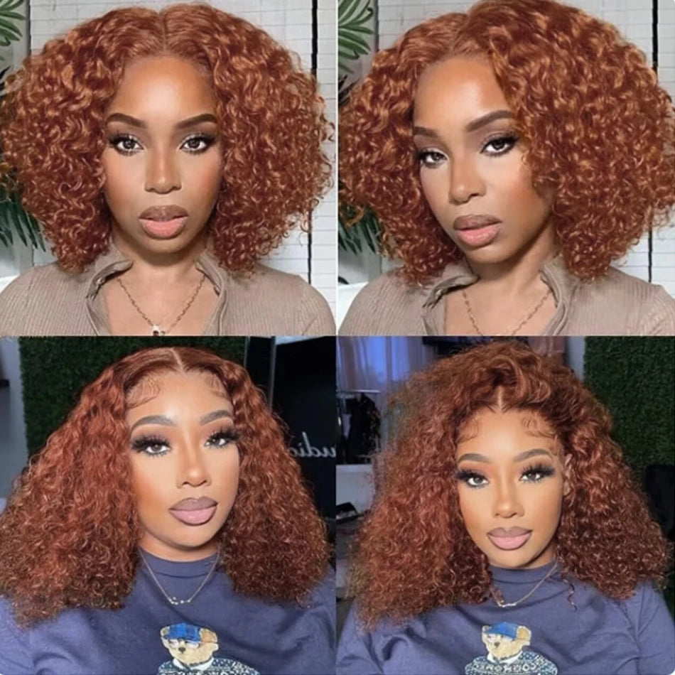 Perruque Bob Brésilienne Bouclée Brun Foncé, Cheveux Naturels, 13x4, pour Femme Africaine