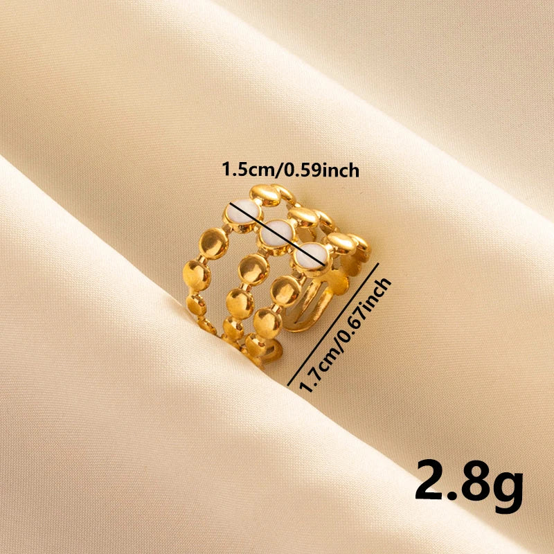 Bague en Acier Inoxydable Plaqué Or group pour Femme et Homme, Bijoux d'Anniversaire, Huile de Goutte à Goutte Blanche, Étoile, Cœur, Œil, Ouvert, Réglable, Vintage